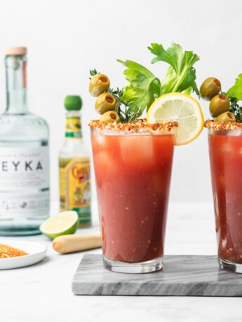 HP sauce, worcestershire sauce, pickle juice, horseradish, tobasco, and seasonings come together with vodka and clamato to make the Best Caesar recipe!