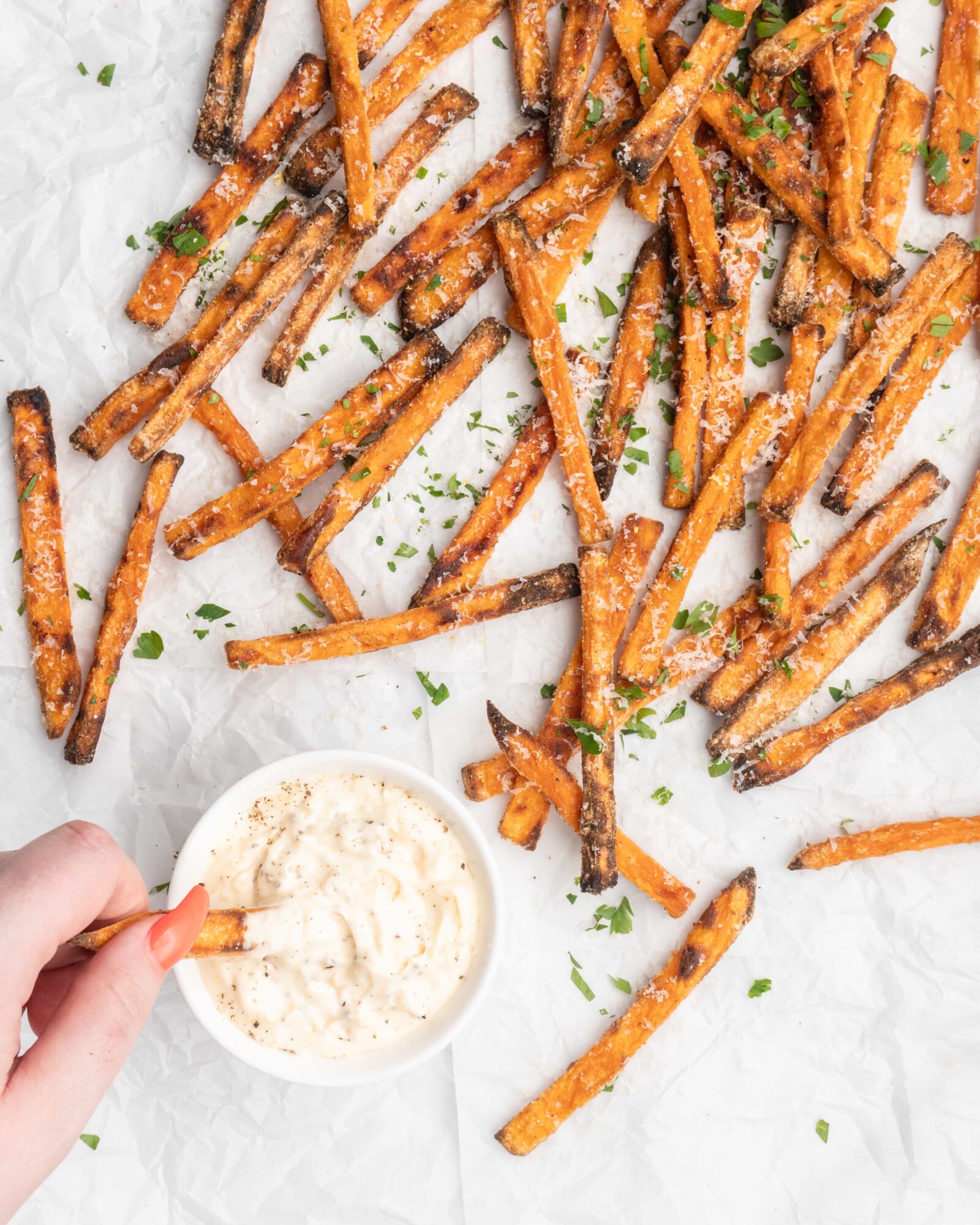 Crispy Baked Yam Fries with Lemon Truffle Aioli - Food Duchess