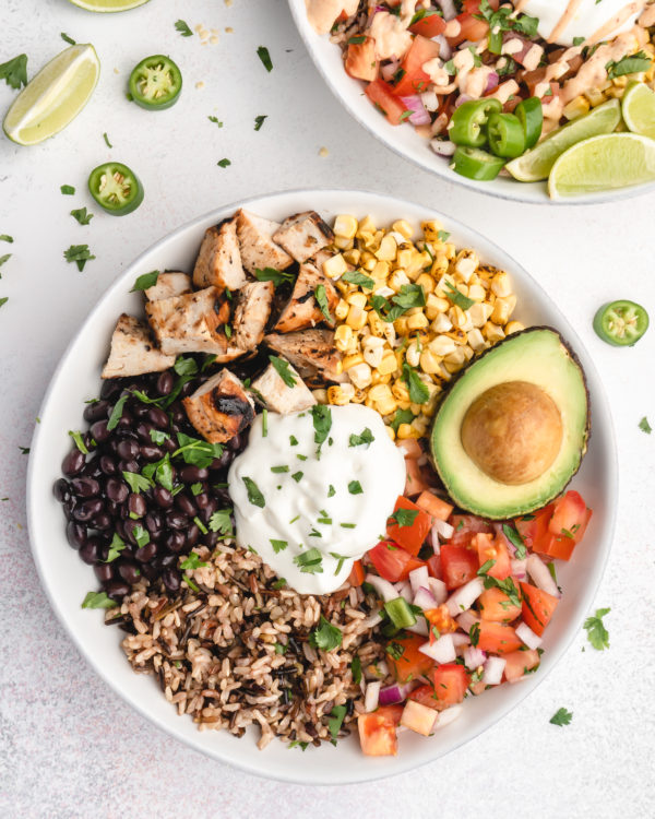 Tequila Lime Grilled Chicken Burrito Bowls - Food Duchess