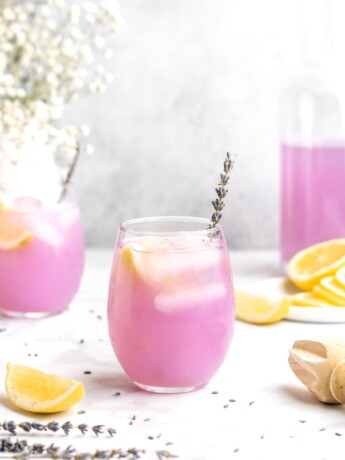 Lemonade is paired with floral lavender to create a lemonade that screams summer