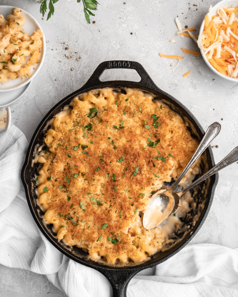 Made with gruyere, mozzarella, cheddar, and beer, this baked beer mac and cheese is absolutely delicious