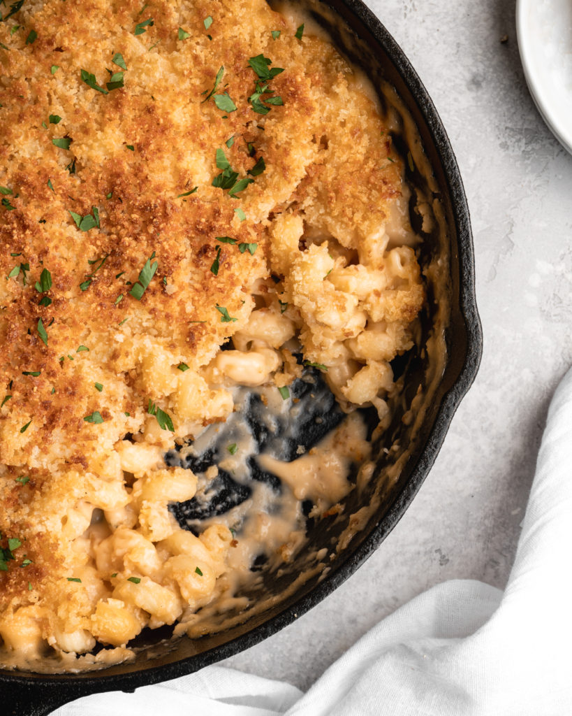 Made with gruyere, mozzarella, cheddar, and beer, this baked beer mac and cheese is absolutely delicious