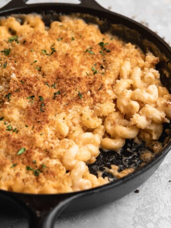 Made with gruyere, mozzarella, cheddar, and beer, this baked beer mac and cheese is absolutely delicious