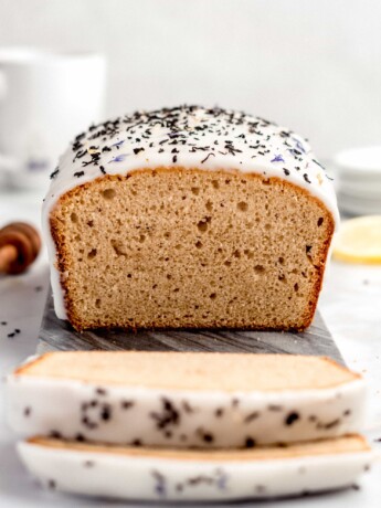 This loaf cake is flavored with Earl Grey tea and then glazed with a lemon honey glaze