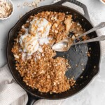 This Apple Crisp features a cardamom maple spiced filling and crispy, crumbly pastry topping