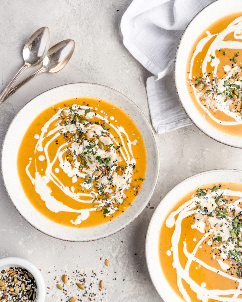 This Bourbon Butternut Squash Soup features both sweet and savory element, and is super easy to make!