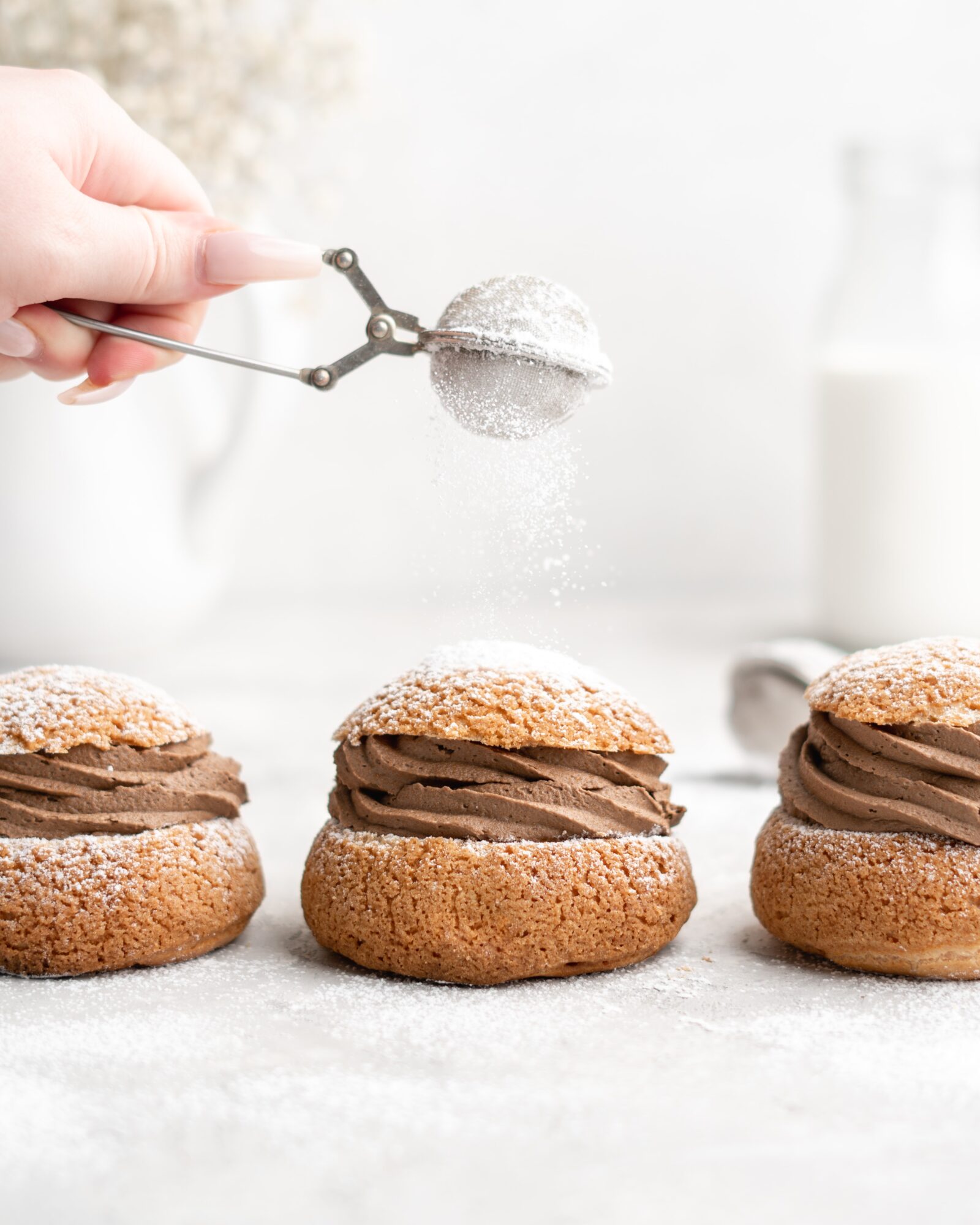 Mocha Cream Puffs with Craquelin Topping - Food Duchess