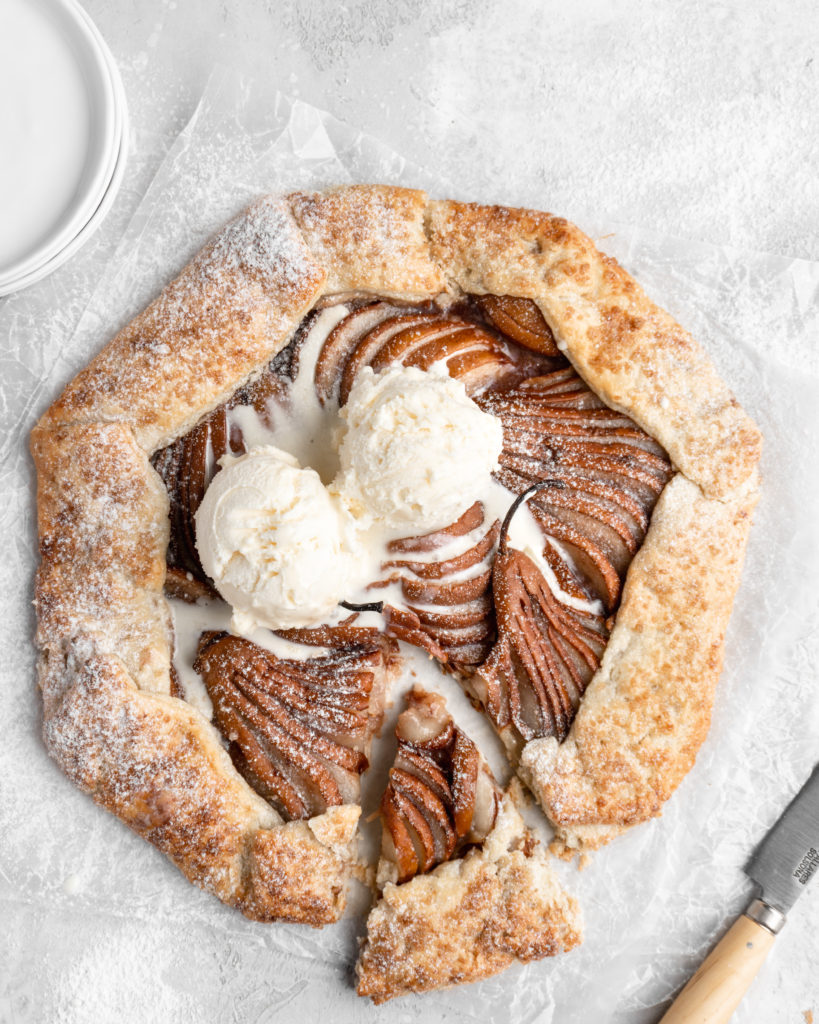 This Spiced Per Galette features a jammy, perfectly spiced pear filling that is placed on top of a flaky galette crust