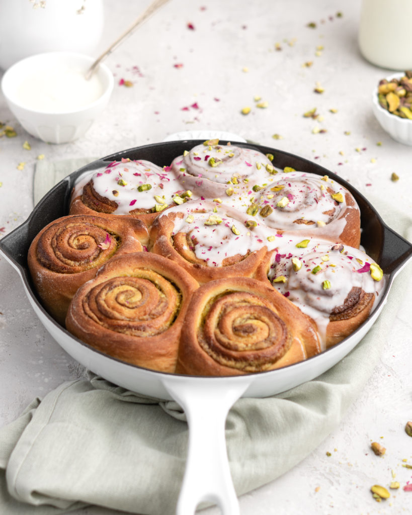 Buttery rich brioche dough is smothered in a creamy, nutty pistachio paste in these Cardamom Pistachio Rolls