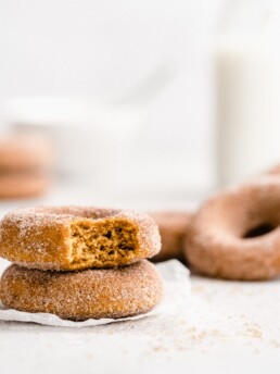 These easy to make Baked Pumpkin Donuts are covered in a cinnamon sugar coating.