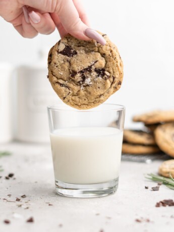 These Rosemary Chocolate Chunk Cookies are perfectly chewy and sweet, with a hint of evergreen flavor from the rosemary