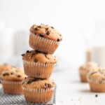 These bakery style chocolate chip muffins feature tahini for a nutty flavor twist