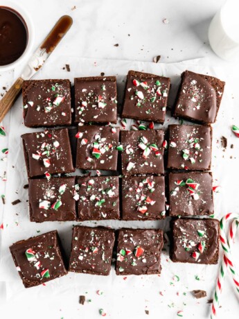 Perfectly Christmas-y, these One Bowl Peppermint Brownies are quick and easy to make, and the definition of rich and fudgy.