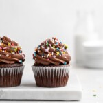 These Chocolate Cupcakes are moist and fluffy, and jam-packed with rich chocolate flavor! Topped with a rich, buttery chocolate buttercream. Super simple, quick, and easy chocolate cupcake recipe!