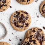 Chewy center, crispy outside brown butter chocolate chip cookies are filled with pools of creamy chocolate