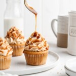 Earl Grey Cupcakes with Salted Caramel Buttercream are drizzled with more salted caramel