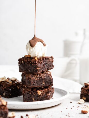 Fudgy toasted hazelnut brownies swirled with nutella