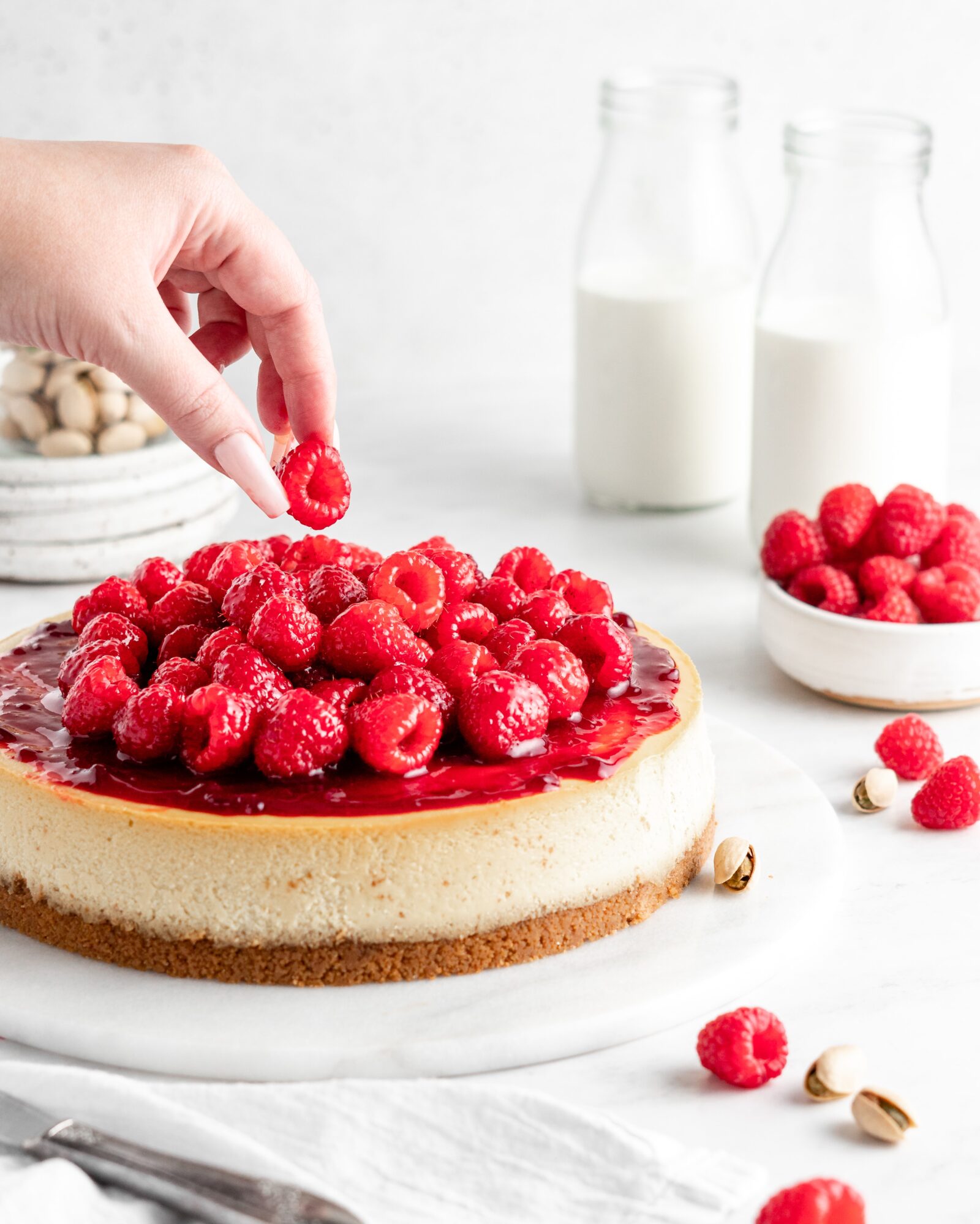 Raspberry Pistachio Cheesecake - Food Duchess