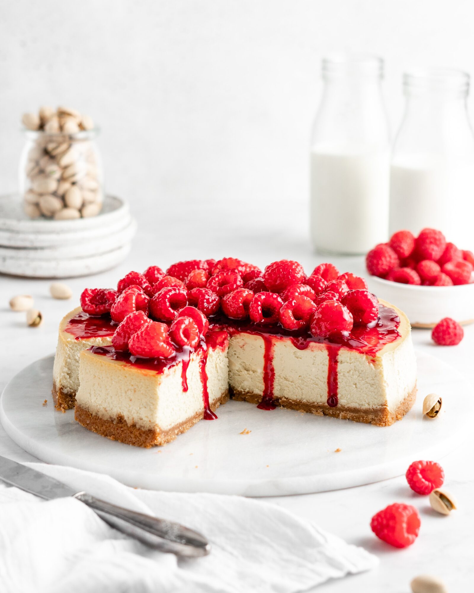 Raspberry Pistachio Cheesecake - Food Duchess
