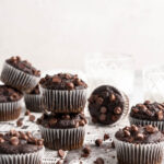 Fluffy Double Chocolate Chip Muffins are made with dates, making them refined-sugar free