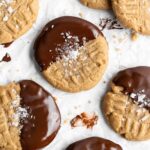 Chocolate dipped chewy SunButter cookies