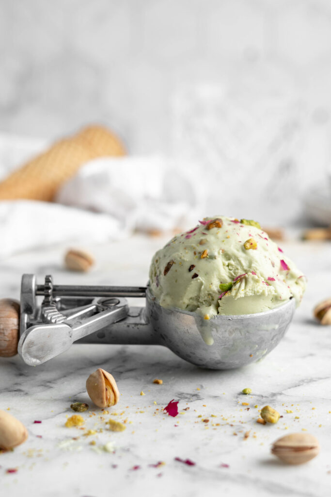 Scoop of pistachio ice cream